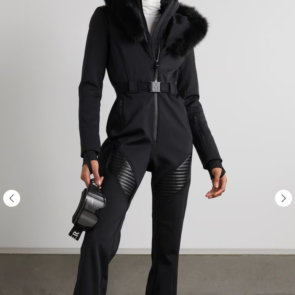 MACKAGE Elle-sh hooded belted shearling-trimmed ski suit